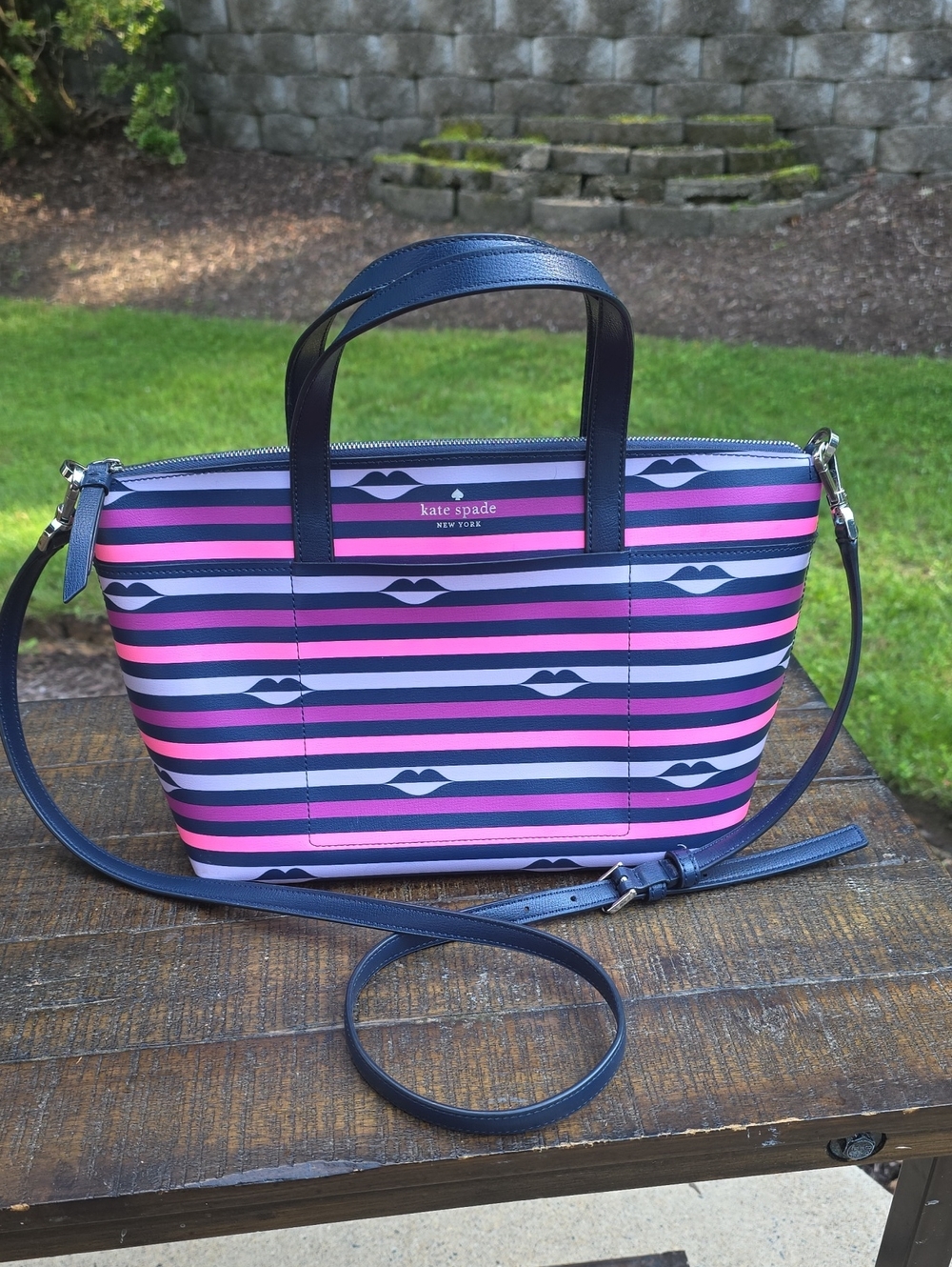 kate spade Patrice Lips Striped Crossbody Tote